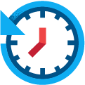 "red and blue clock"