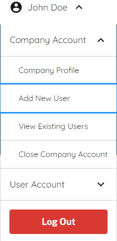 Screen capture highlighting "Add New User" option