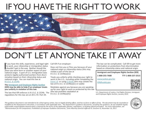 IER Right to Work Poster